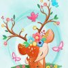 Cute Deer With Roses Paint By Numbers