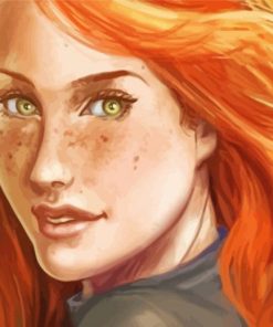 Ginger Girl With Freckles And Green Eyes Art Paint By Numbers