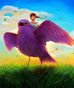 Girl With Purple Bird Paint By Numbers
