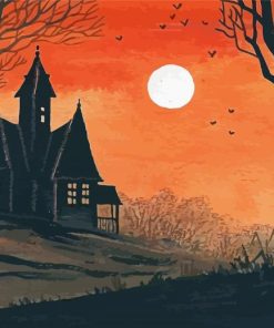 Haunted Cabin Silhouette Paint By Numbers