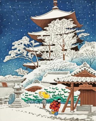 Japanese Winter At Toji Temple Paint By Numbers