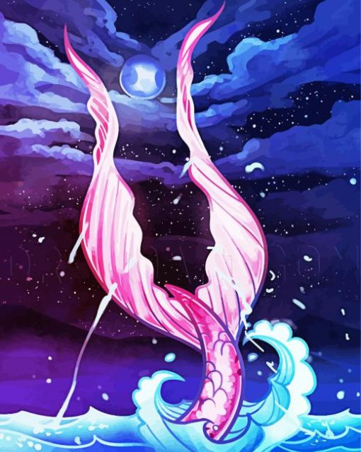Mermaid Tail At Night Art Paint By Numbers