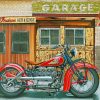 Motorcycle Old Gas Station Paint By Numbers