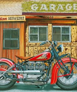 Motorcycle Old Gas Station Paint By Numbers
