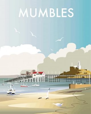 Mumbles Swansea Beach Poster Paint By Numbers