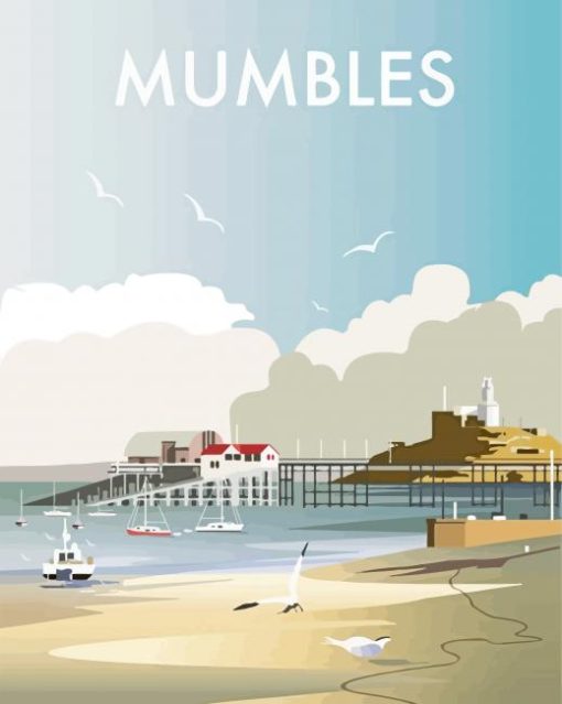 Mumbles Swansea Beach Poster Paint By Numbers