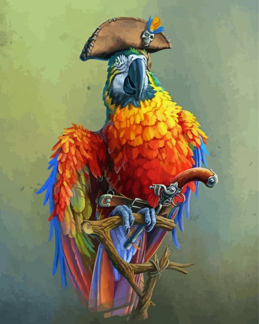 Parrot Bird With Hat Paint By Numbers