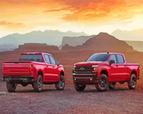 Red Chevy Z71 Trucks Paint By Numbers