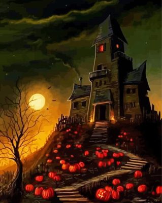 Scary Pumpkins House Paint By Numbers