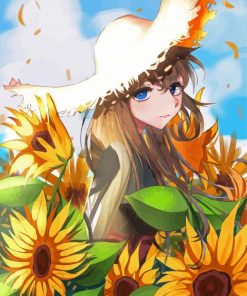 Sunflower Anime Girl Art Paint By Numbers