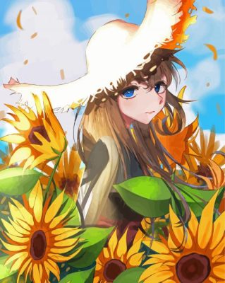 Sunflower Anime Girl Art Paint By Numbers