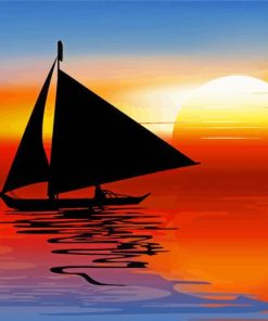 Sunset With A Boat Paint By Numbers