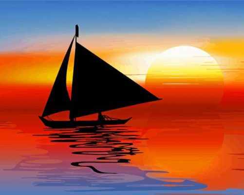 Sunset With A Boat Paint By Numbers