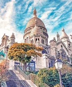 The Basilica Of The Sacred Heart Of Paris In Montmartre Hill Paint By Numbers