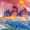 Tre Cime Di Lavaredo Mountain Range At Sunset Paint By Numbers