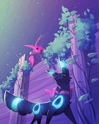 Umbreon And Espeon Art Paint By Numbers