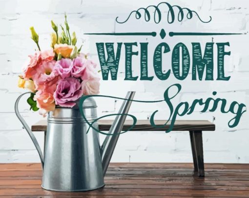 Watering Can With Flowers Paint By Numbers