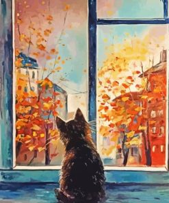 Window Cat In Autumn Paint By Numbers