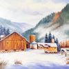 Winter Mountains Farm Art Paint By Numbers