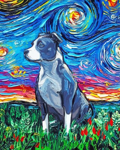 Abstract Pitbull Dog Art Paint By Numbers