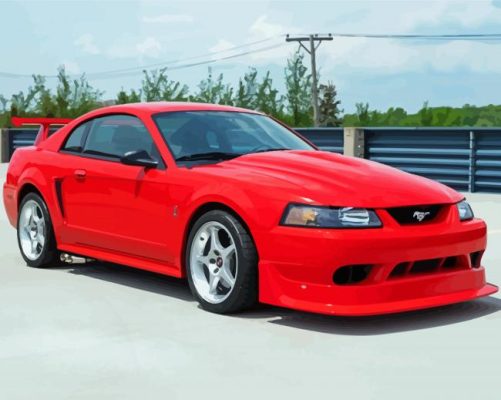 Aesthetic 2000 Red Mustang Car Paint By Numbers