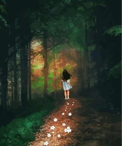 Aesthetic Lonely Girl In Forest Paint By Numbers