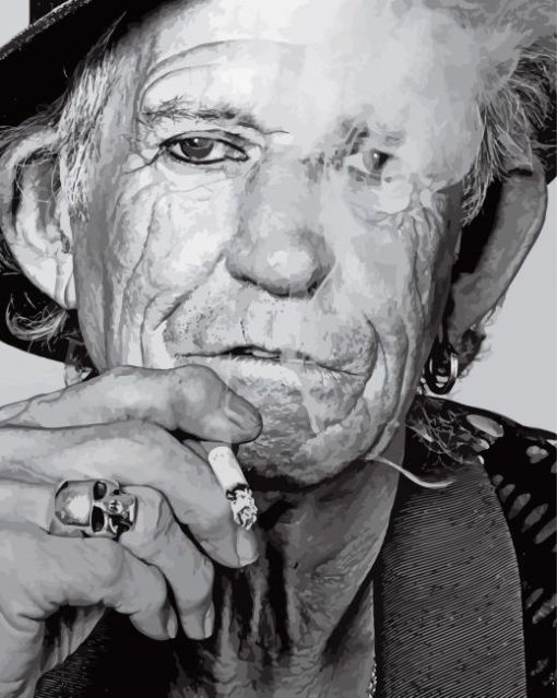 Black And White Keith Richards Paint By Numbers