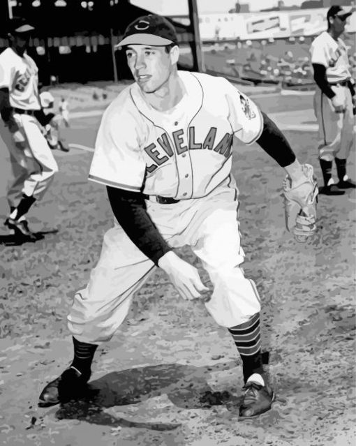 Black And White Young Bob Feller Paint By Numbers