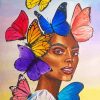 Black Woman With Butterfly Paint By Numbers