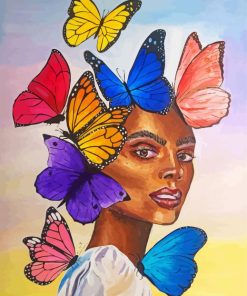 Black Woman With Butterfly Paint By Numbers