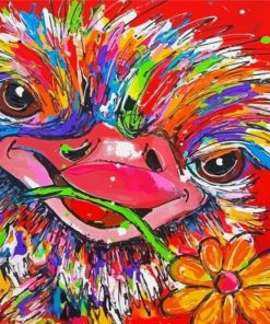 Colorful Ostrich And Flowers Paint By Numbers