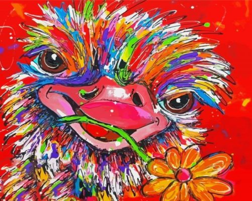 Colorful Ostrich And Flowers Paint By Numbers