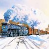 Cool Train In Snow Paint By Numbers