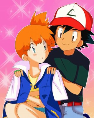 Cute Pokemon Misty And Ash Paint By Numbers