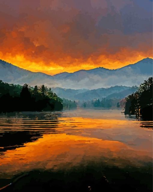 Dale Hollow Sunset Water Reflection Paint By Numbers