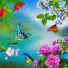 Flowers With Butterflies Art Paint By Numbers