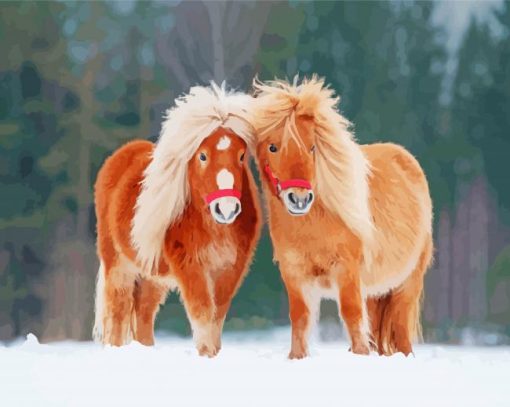 Golden Brown Mini Ponies Paint By Numbers