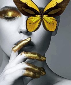 Golden Lady And Butterfly Paint By Numbers