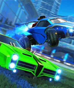 Green And Blue Cars Rocketleague Paint By Numbers