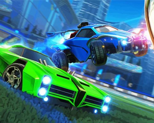 Green And Blue Cars Rocketleague Paint By Numbers