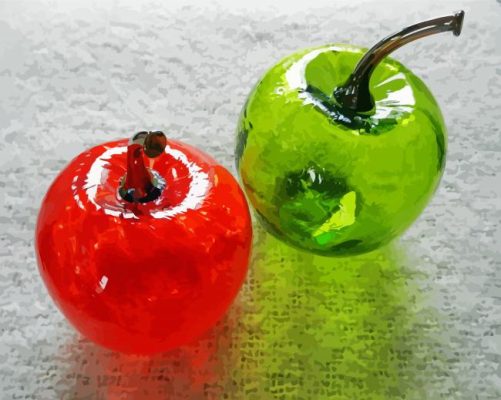 Green And Red Glass Apples Paint By Numbers