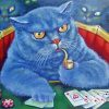 Grey Cat Playing Poker Paint By Numbers