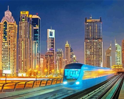 Modern City Dubai Skyline Paint By Numbers