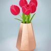 Pink Tulip Flower In Golden Vase Paint By Numbers