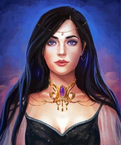 Princess Lady With Black Hair Paint By Numbers