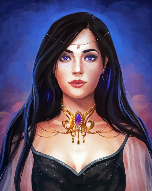 Princess Lady With Black Hair Paint By Numbers