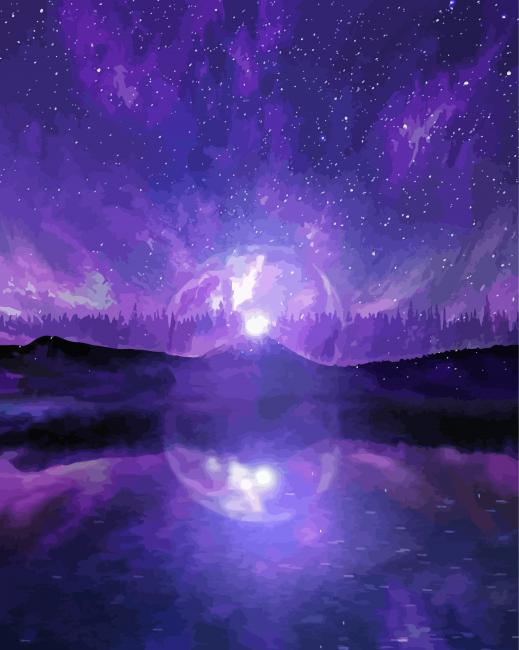Purple Fantasy Starry Sky At Night Paint By Numbers