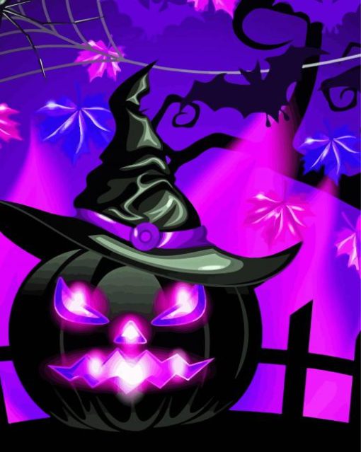 Purple Halloween Theme Paint By Numbers