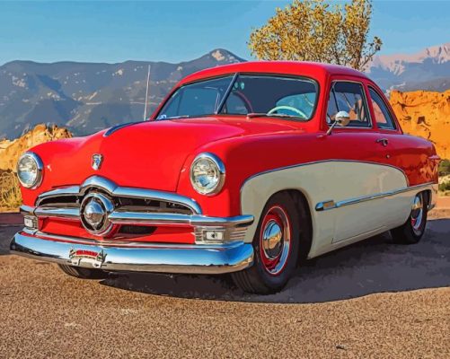 Red 1950 Ford Paint By Numbers