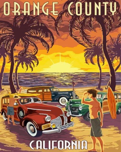 Summer Orange County Poster Paint By Numbers